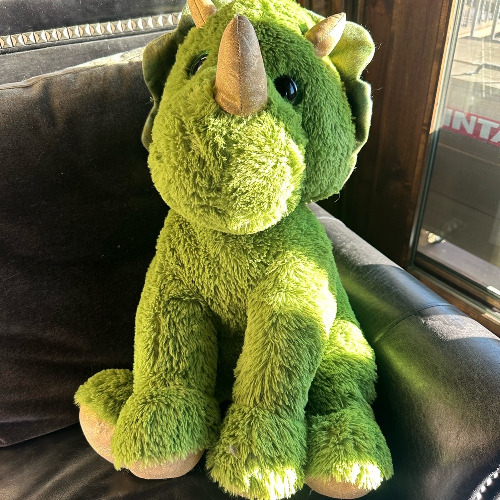 Green Plush Triceratops Stuffed Dinosaur